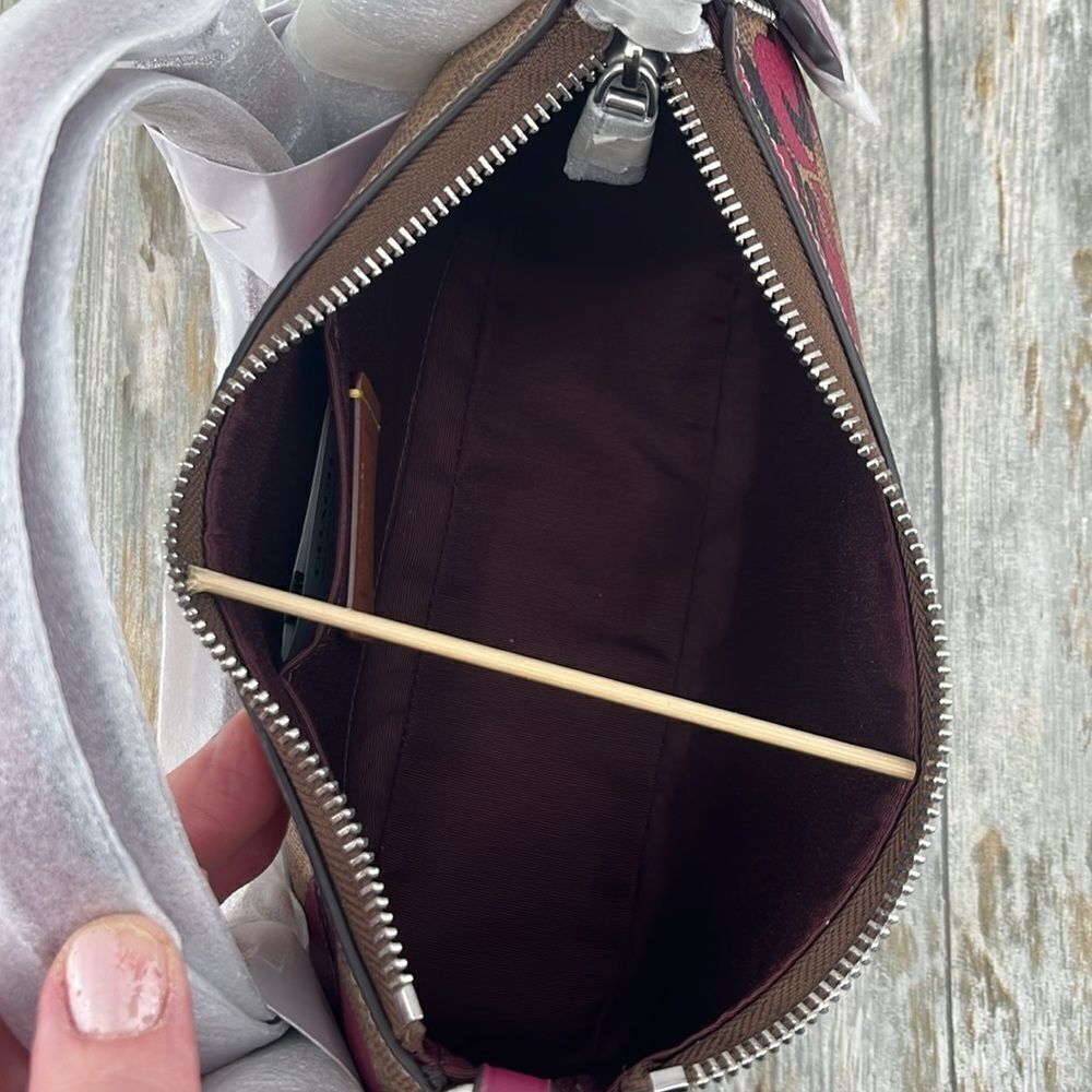 Coach Teri Shoulder Bag Crossbody In Signature Canvas With Bow Print Purse - Picture 7 of 7